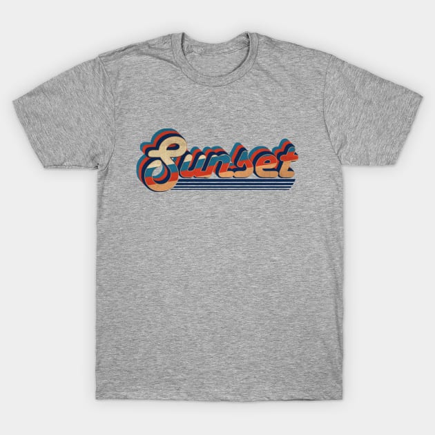 sunset - vintage retro 70s future b T-Shirt by lord cobra